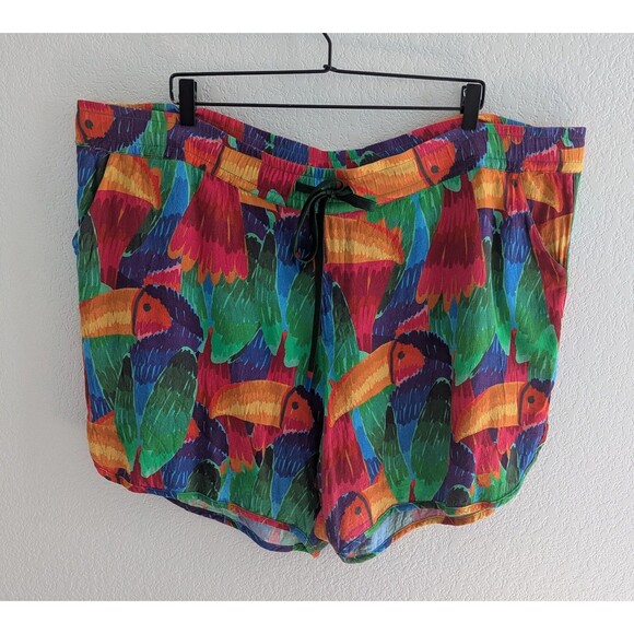 Farm Rio Painted Toucans Uni Shirt And Shorts Set Women's Size XL Multi Hawaiian - Picture 8 of 12